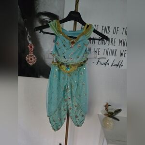 Disney Princess Jasmine From Aladdin Turquoise and Gold Outfit Size 3T